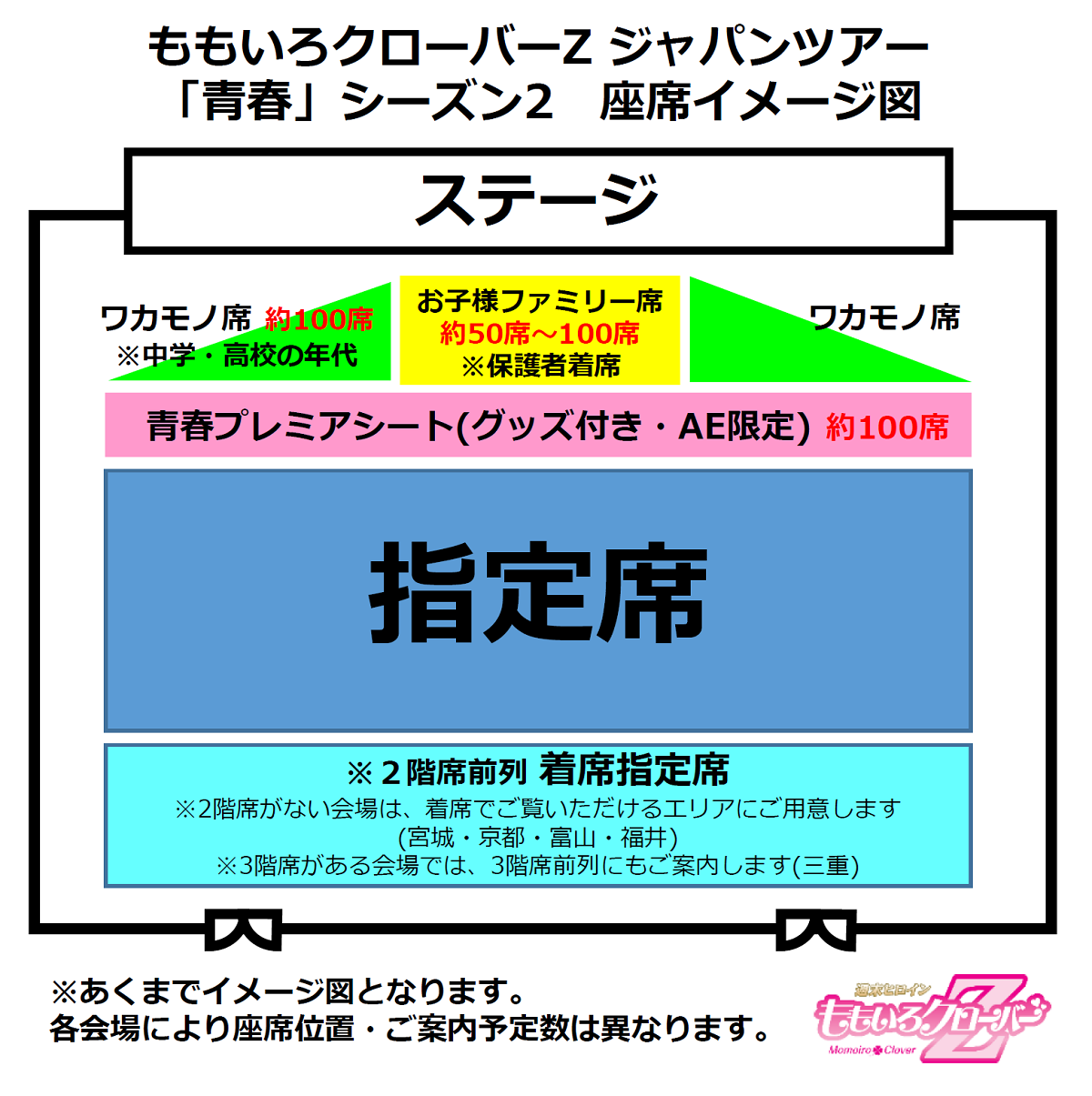 ももいろクローバーZ ジャパンツアー「青春」座席イメージ図
